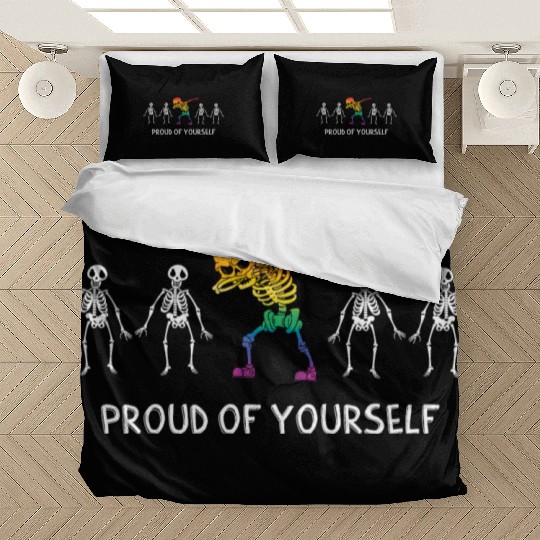 Proud of yourself Halloween LGBTQ Pride Skeleton Bedding Sets