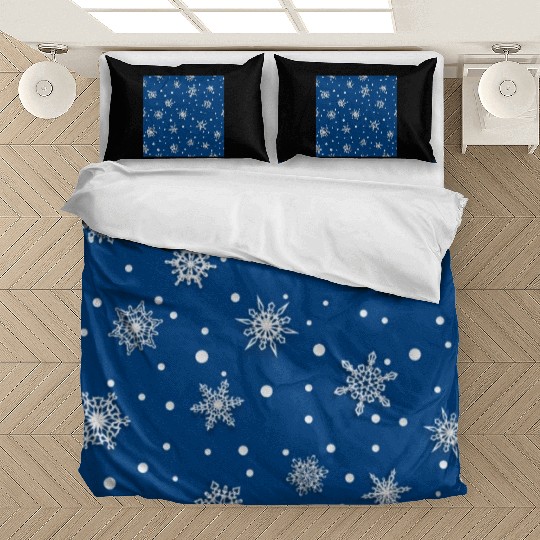 Modern Navy Blue Snowflakes Pattern Bedding Sets