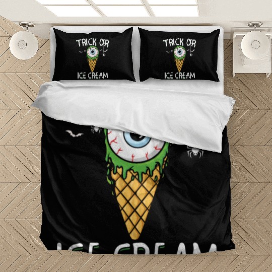 Trick Or Ice Cream Creepy Eyeball Halloween Bedding Sets