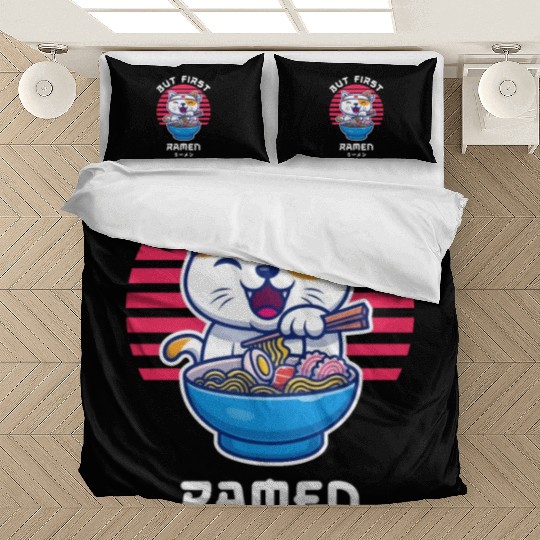 But First Ramen Cat Japan Kawaii Bedding Sets