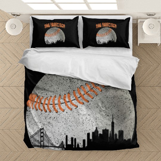 San Francisco Vintage Skyline Baseball For Gameday Bedding Sets