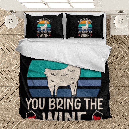 Alpaca Lunch You Bring The Wine Drinker Llama Bedding Sets