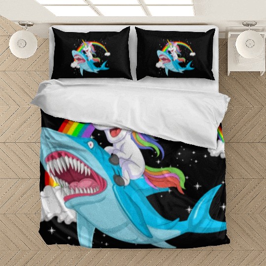 Unicorn riding shark Design Bedding Sets