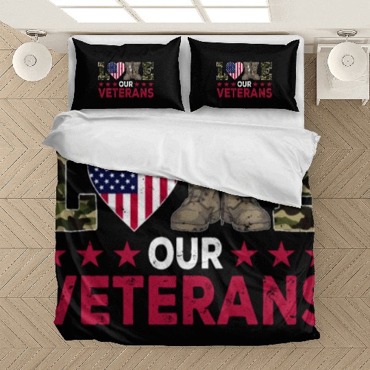 Love US Veteran Veterans Day Patriotic American Fl Bedding Sets