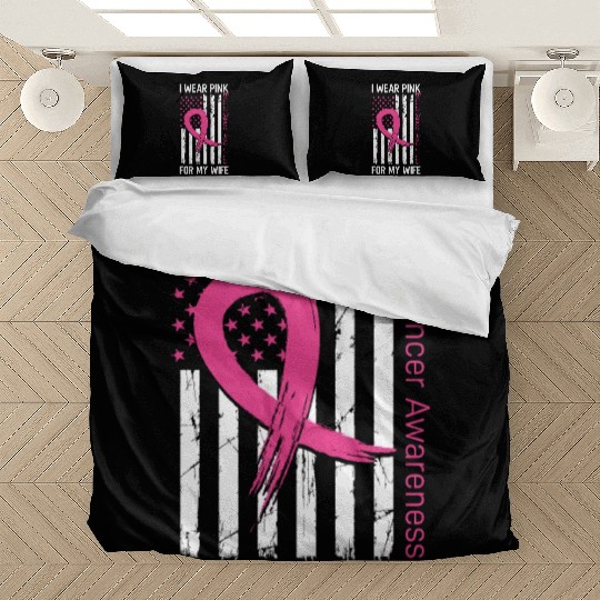 I Wear Pink for My Wife For Breast Cancer Awarenes Bedding Sets