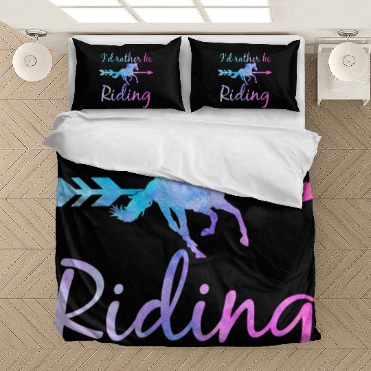 ID RATHER BE RIDING Horse Lover Funny Equestrian Bedding Sets
