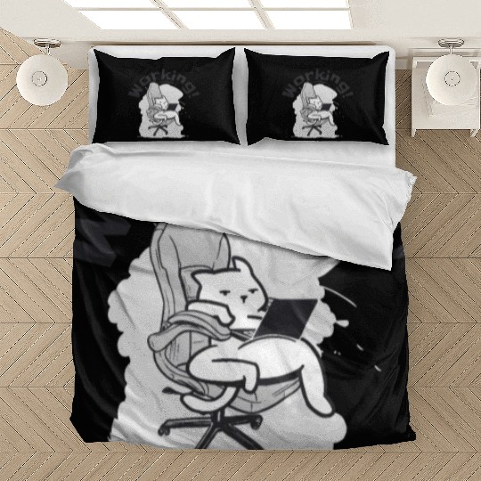 Working Cat Busy Cat Owner Professional Worker Bedding Sets