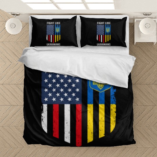 Fight Like Ukrainians Ukraine US Flag Bedding Sets