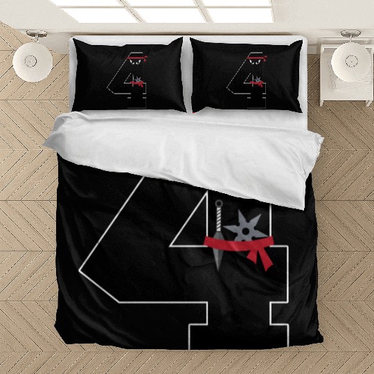 Number 4 Ninja 4 Year Old Fun 4th Birthday Gifts Bedding Sets
