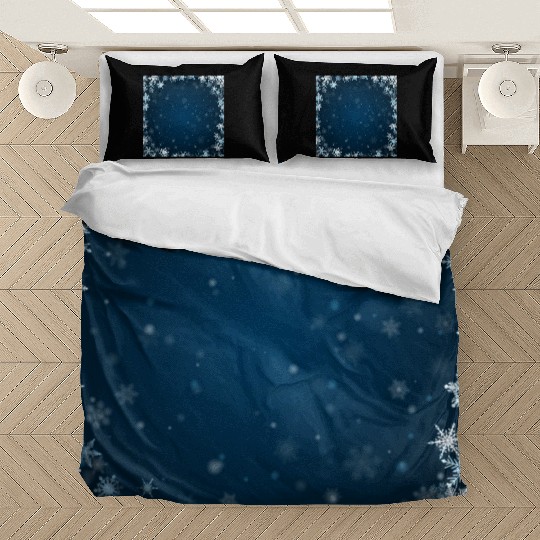 Navy Blue White Snowflakes Pattern Bedding Sets