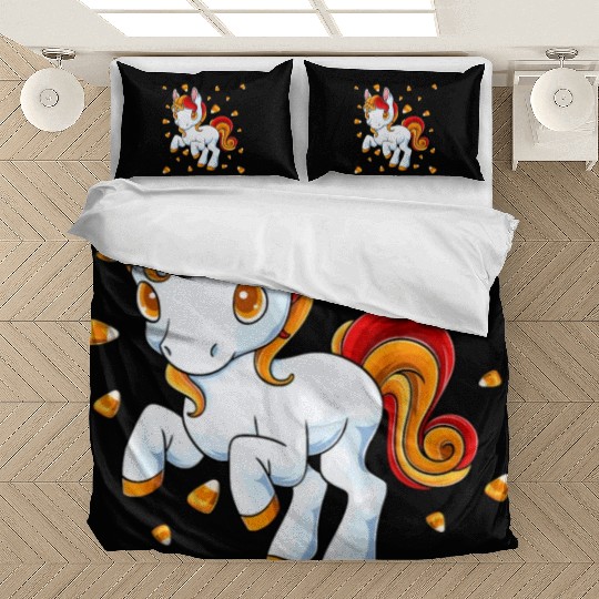 Halloween Unicorn Pony Candy Corn Halloween Bedding Sets