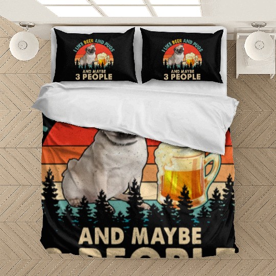 Halloween Vintage Retro I Like Beer And Pugs Maybe Bedding Sets