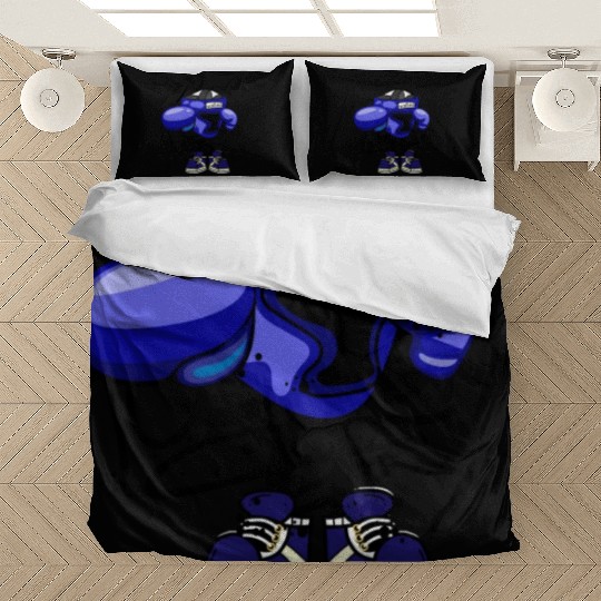 Thai Boxing Monster Graffiti Street Art Blue Color Bedding Sets