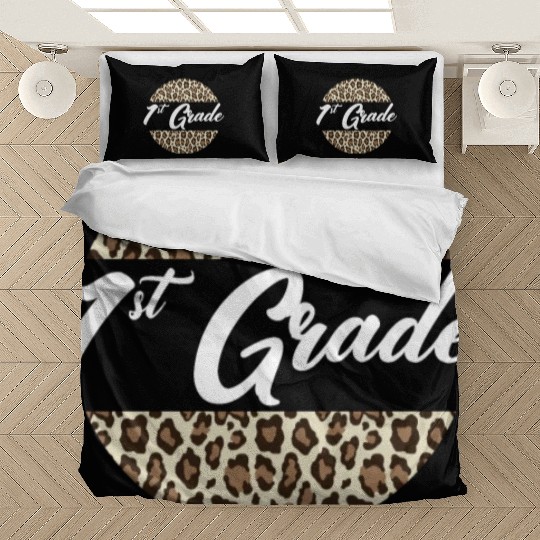 1st Grade Cheetah Print School Teacher Student Bedding Sets
