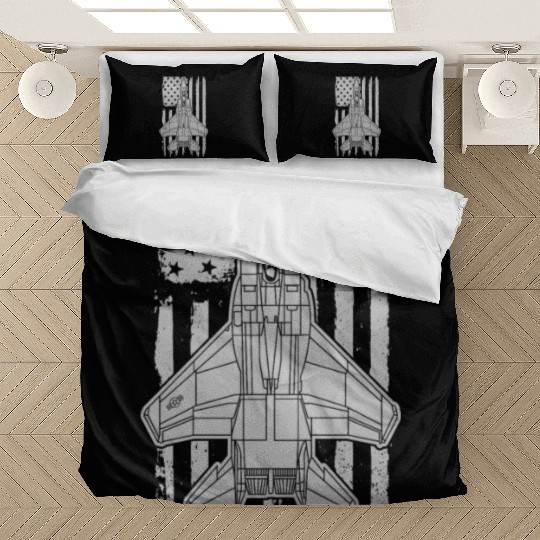 F-15 Eagle Fighter Jet Airplane American Flag F15 Bedding Sets
