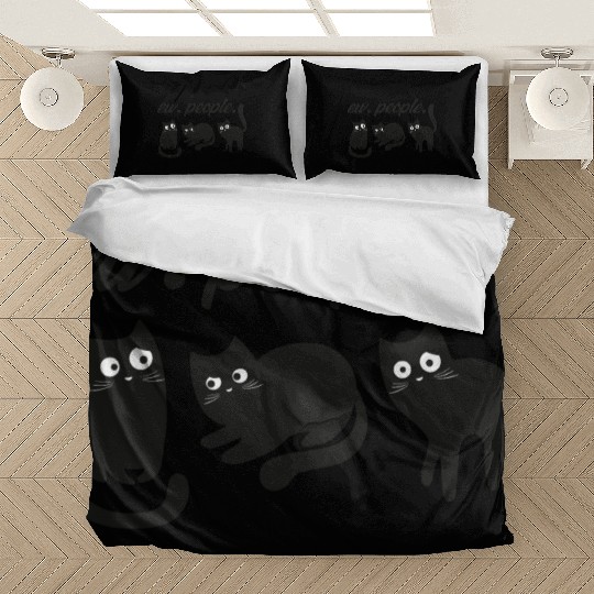 black cat funny ew people - Meowy Cat Lovers Gift Bedding Sets