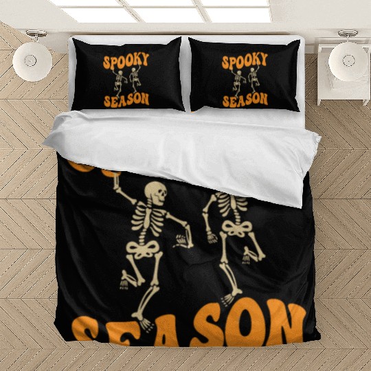 Cute Spooky Season Dancing Skeletons Halloween Bedding Sets