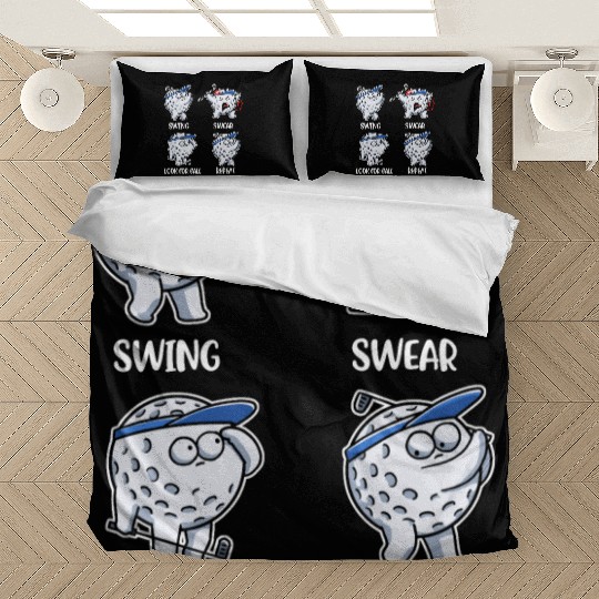 Swing Swear Look For Ball Repeat Funny Golf Gift Bedding Sets