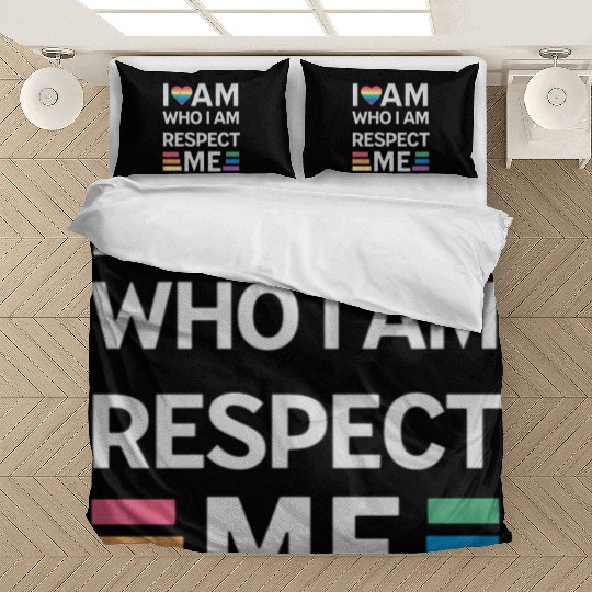 i am who i am respect me rainbow unisex Bedding Sets