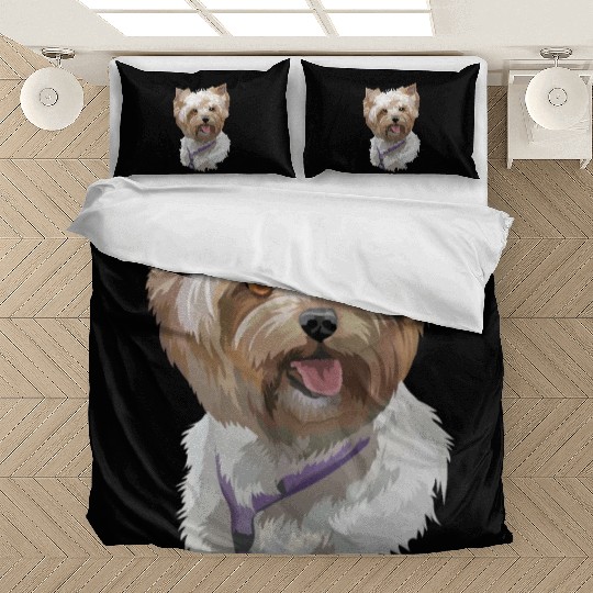Cute Yorkshire Terrier Puppy Watercolor Painting Bedding Sets