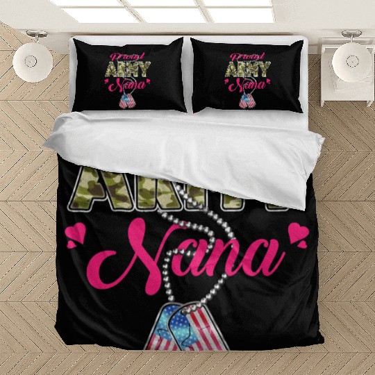Proud Army Nana US Flag Camo Dog Tags Military Gra Bedding Sets