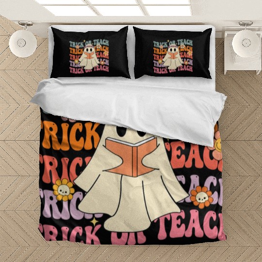 Groovy Trick or Teach Boo Ghost Pre-K Teacher Life Bedding Sets