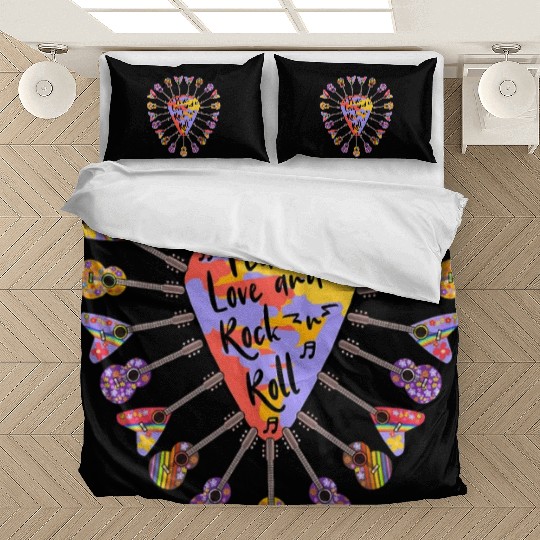 Peace Love And Rock N Roll Tie Dyed Guitar Pick Re Bedding Sets