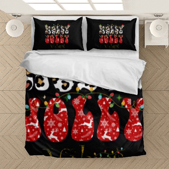 Holly Jolly Vibes, Christmas vibes, Xmas family Bedding Sets