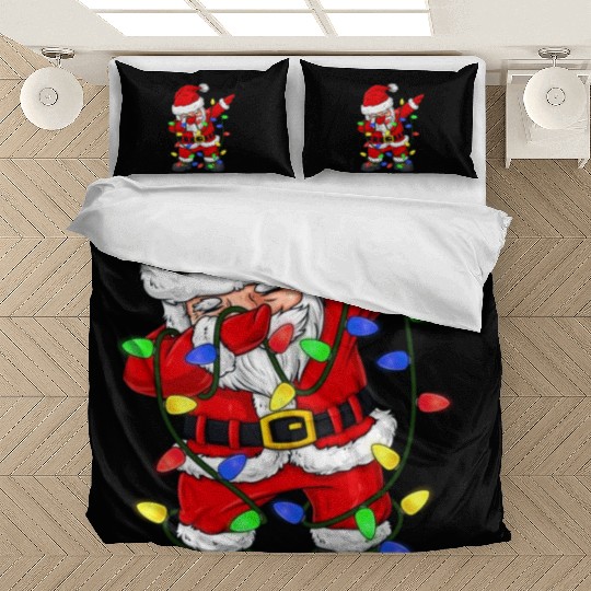 Dabbing Santa Claus Christmas Tree Lights Boys Kid Bedding Sets