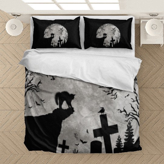 Halloween Black Cat Werewolf Full Moon Bats trick Bedding Sets