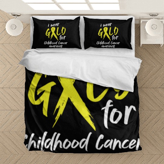 I Wear Gold For Childhood Cancer Awareness Bedding Sets