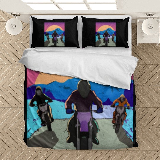 Dirt Bike Rider Sunset Mountain Road Bedding Sets