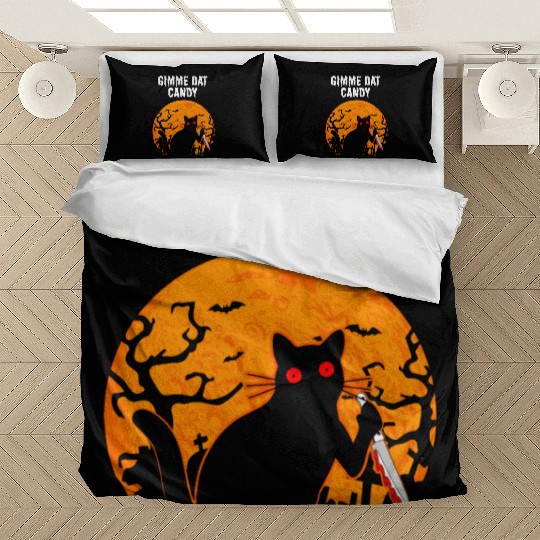 Gimme Dat Candy Creepy Cat Spooky Halloween Bedding Sets