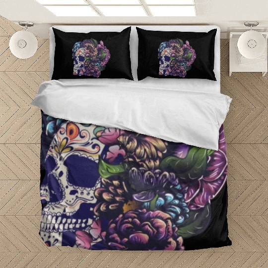 Halloween Sugar Skull And Flowers Bedding Sets