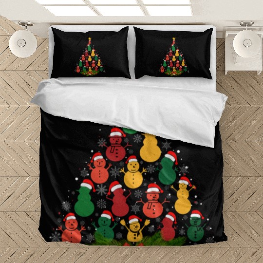 Family Matching Christmas Pajama Snowman Xmas Tree Bedding Sets