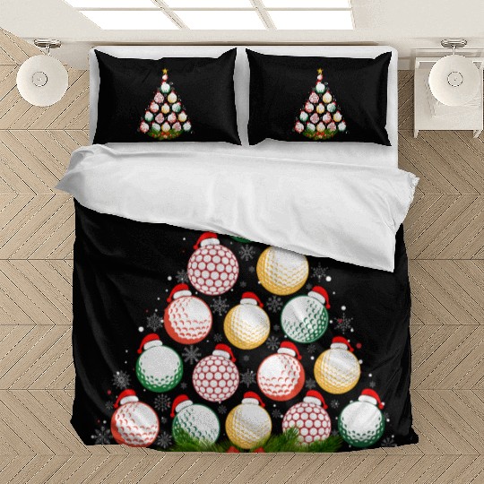 Matching Christmas Pajama Golf Balls Xmas Tree Bedding Sets