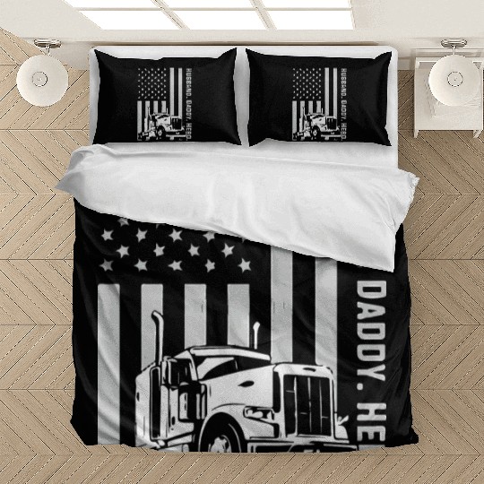 Patriotic Trucker Dad Truck Driver Bedding Sets