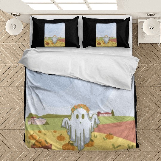 Retro Pumpkin Farm Ghost For A Trick Or Treat Bedding Sets