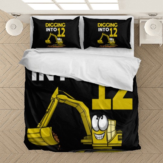 Excavator Driver Digging Into 12 Birthday Bedding Sets