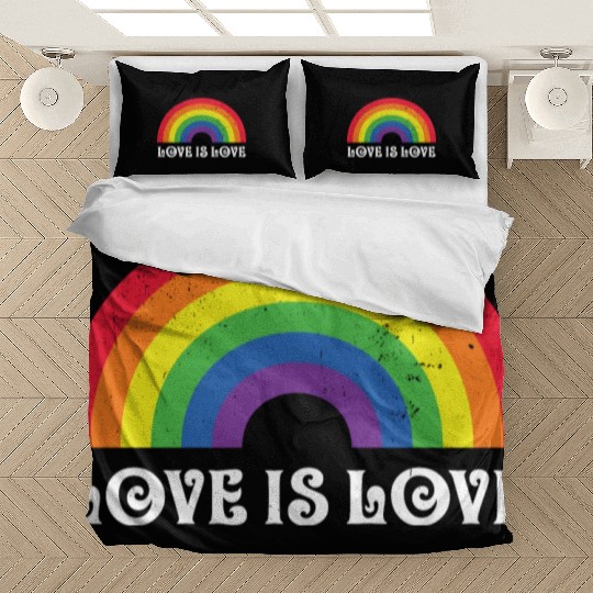 Love Is Love Rainbow Gay Pride Lgbtq Pride Flag Bedding Sets