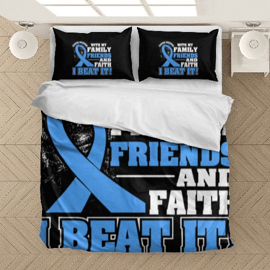 Family Faith I Beat It Prostate Cancer Awareness Bedding Sets