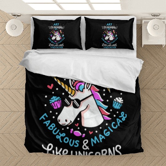 Art teacher gift art teacher school unicorn Bedding Sets