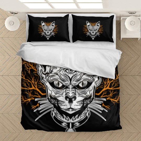 Goth Cat Concert Festivals Black Heavy Death Metal Bedding Sets