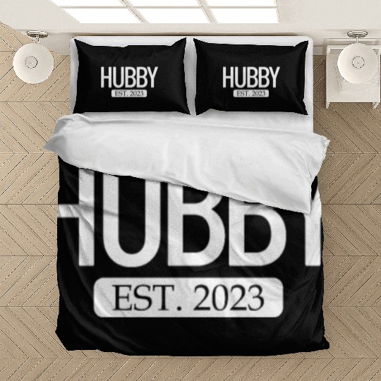 Hubby Est. 2023 Matching Couple Newlywed Marriedma Bedding Sets