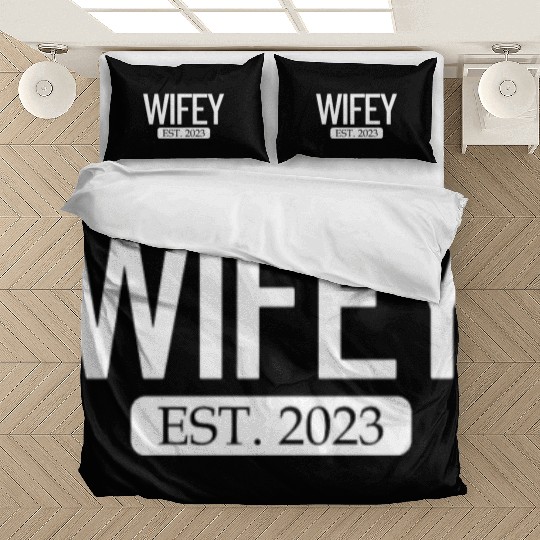 Wifey Est. 2023 Matching Couple Newlywed Marriedma Bedding Sets