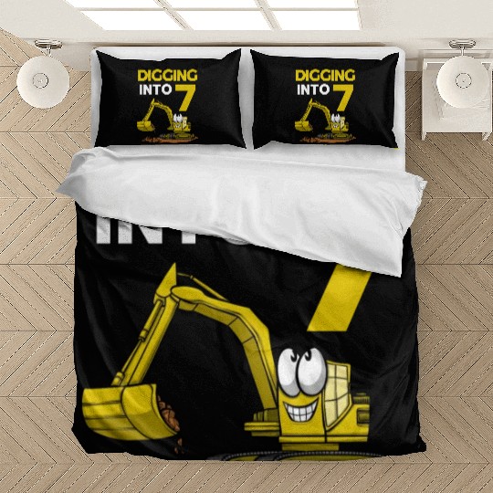 Excavator Driver Digging Into 7 Birthday Excavator Bedding Sets