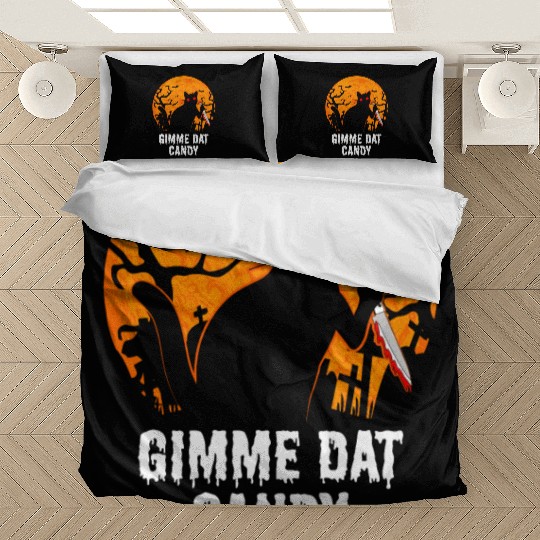 Gimme Dat Candy Creepy Cat Spooky Halloween Bedding Sets
