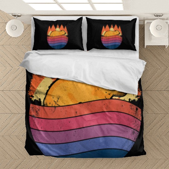 Retro Capybara In Nature Vintage Capibara Bedding Sets