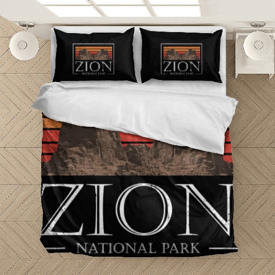 Retro Zion National Park US Vintage Utah Adventure Bedding Sets
