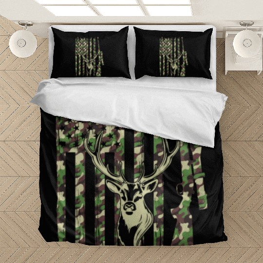 Deer Hunter Camouflage Flag Deer Head - Deer Hunti Bedding Sets